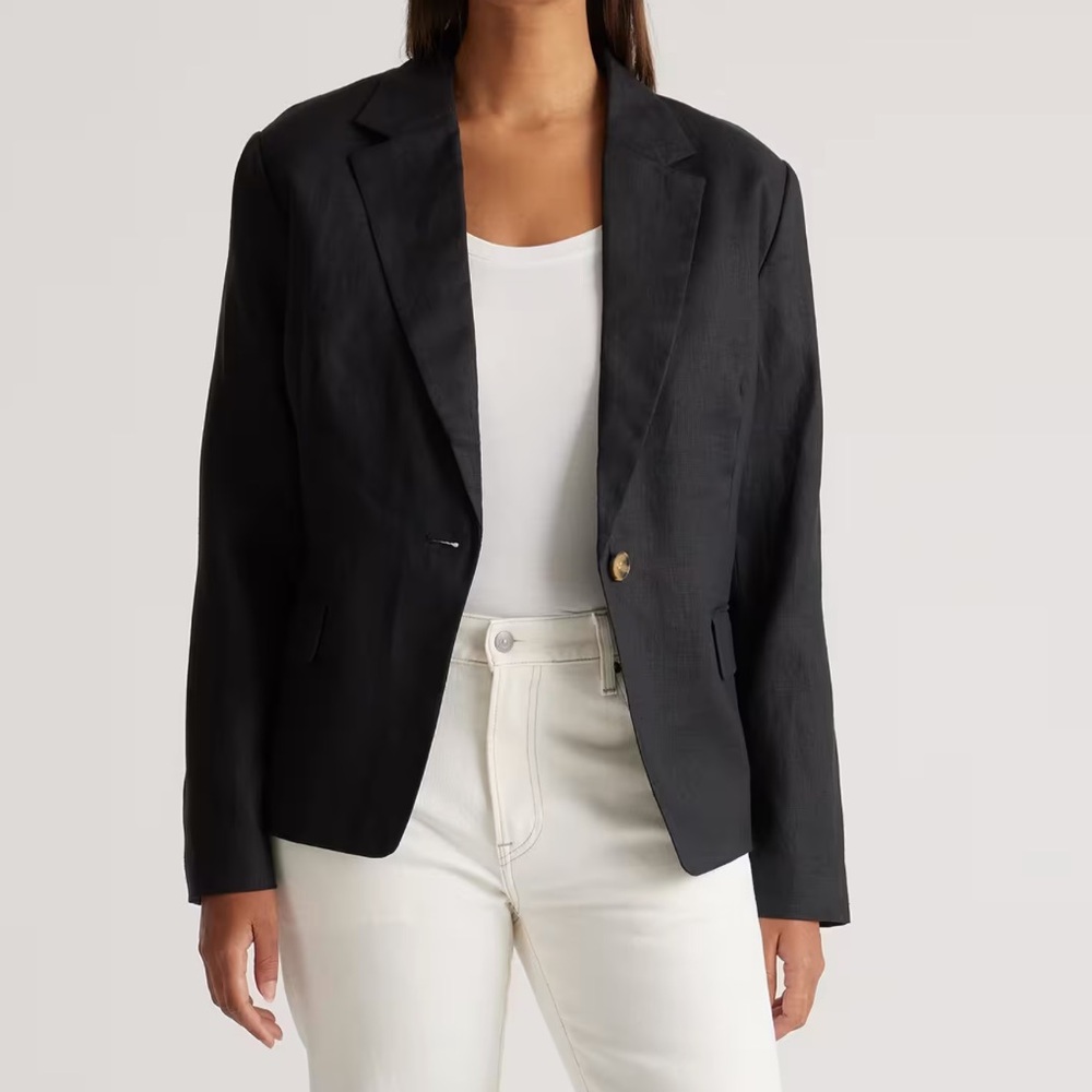 Quince Black Single-Button Blazer
